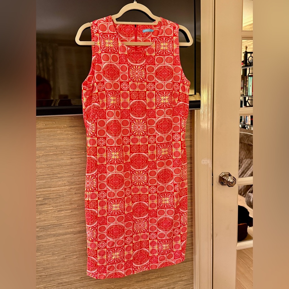 J. McLaughlin Red and Yellow Midi Dress